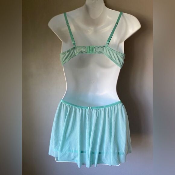 Green floral babydoll Lingerie Dress - Picture 3 of 4